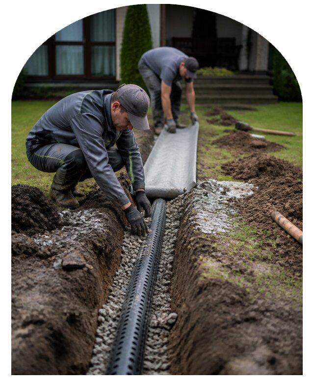 Дренаж газона на участке в Чехове по цене от 45752 р. | Метпроект-Чхв